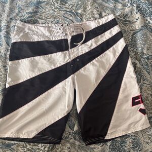 Men's Black and White Swim Shorts